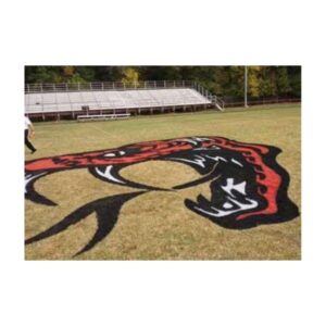 Finished Midfield Logo Stencil With Aerosol Field Marking Paint Stencils.