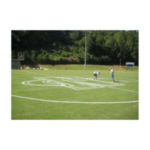 Painting Mid Field Custom Logo Using Plastic Stencil.