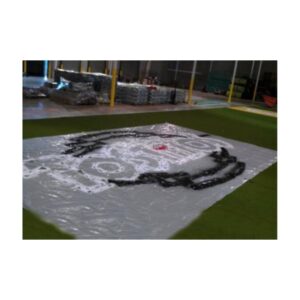 Football Field With Black And White Midfield Logo Stencil Applied