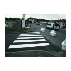 Spray Application Of Solid Thermoplastic Traffic Crosswalk Paint.