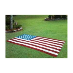 American Flag Stencil Design Painted On Residential Lawn