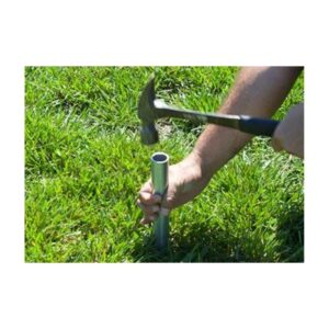 Dig Hole With Pilot Hole Tool To Install Athletic Field Ground Markers.