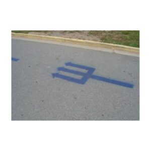 Blue Trident Symbol Painted On Asphalt