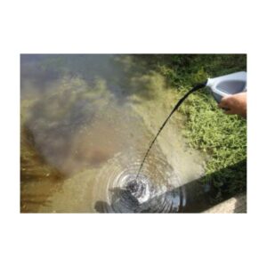 Murky Pond Water Being Treated With Hose Sprayer