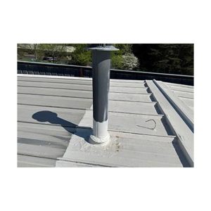 Waterproof Sealant Applied Around Vent Pipe On Metal Roof Surface