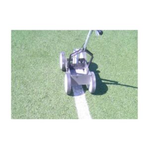 White aerosol spray chalk temporary removable lines synthetic field turf.