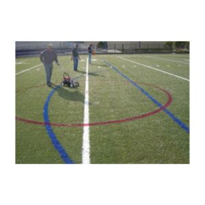 Temporary chalk lines paint soccer lacrosse soccer football line synthetic field turf.