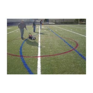 Temporary chalk lines paint soccer lacrosse soccer football line synthetic field turf.