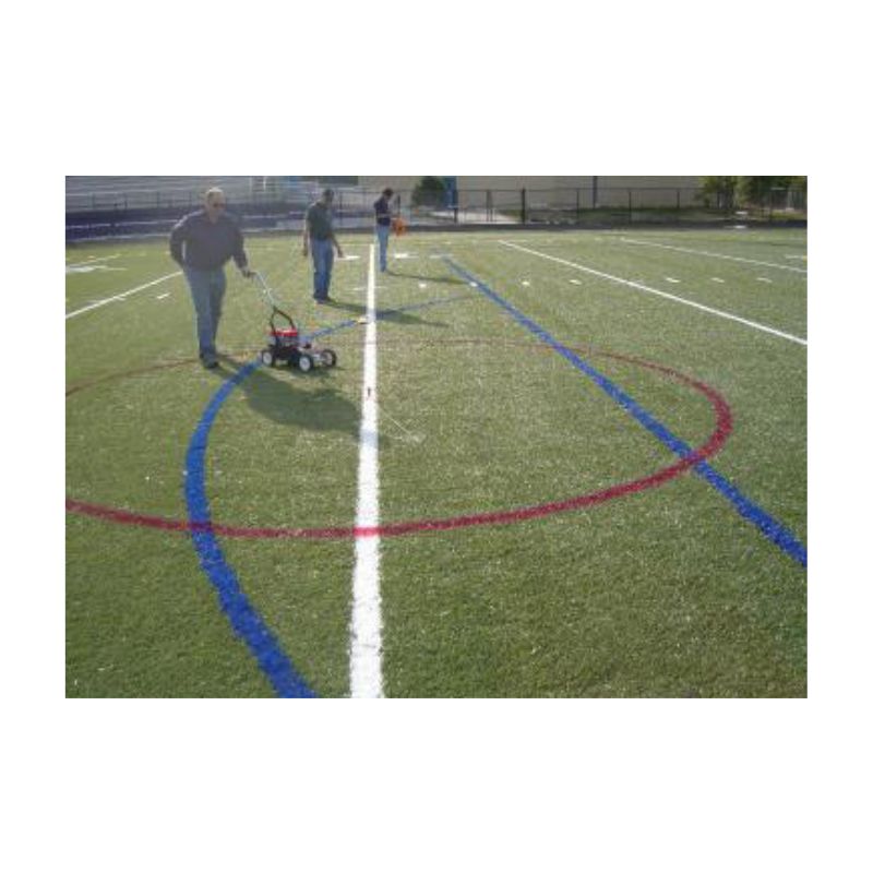Temporary chalk lines paint soccer lacrosse soccer football line synthetic field turf.