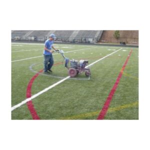 Spray application removable synthetic field turf line marking paint.