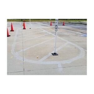 Removal Of Old Peeling Traffic Line Paint Parking Lot.