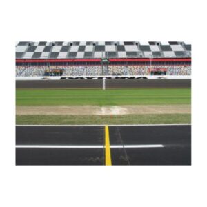 Racing Pit Lane With Yellow Line And Checkerboard Pattern