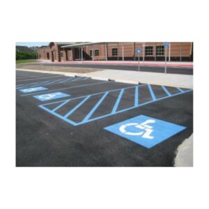 Handicap Parking Spaces Outlined In Blue With Access Aisle Striping