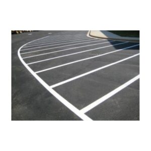 White Parking Lot Lines Freshly Painted On Asphalt