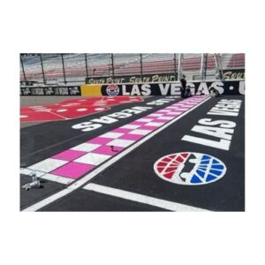 Painted Asphalt With Decorative Pink And White Graphics At Racetrack