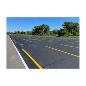 Freshly Marked Parking Lot With Yellow Lines