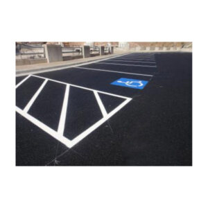 Parking Lot Handicap Sign Bright Blue Striping Line Marking Paint.